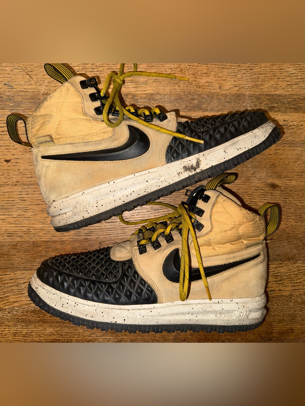 Nike Lunar LF1 Air Force 1 Men's Tan Black Yellow Outdoor Sneaker Boots size 10